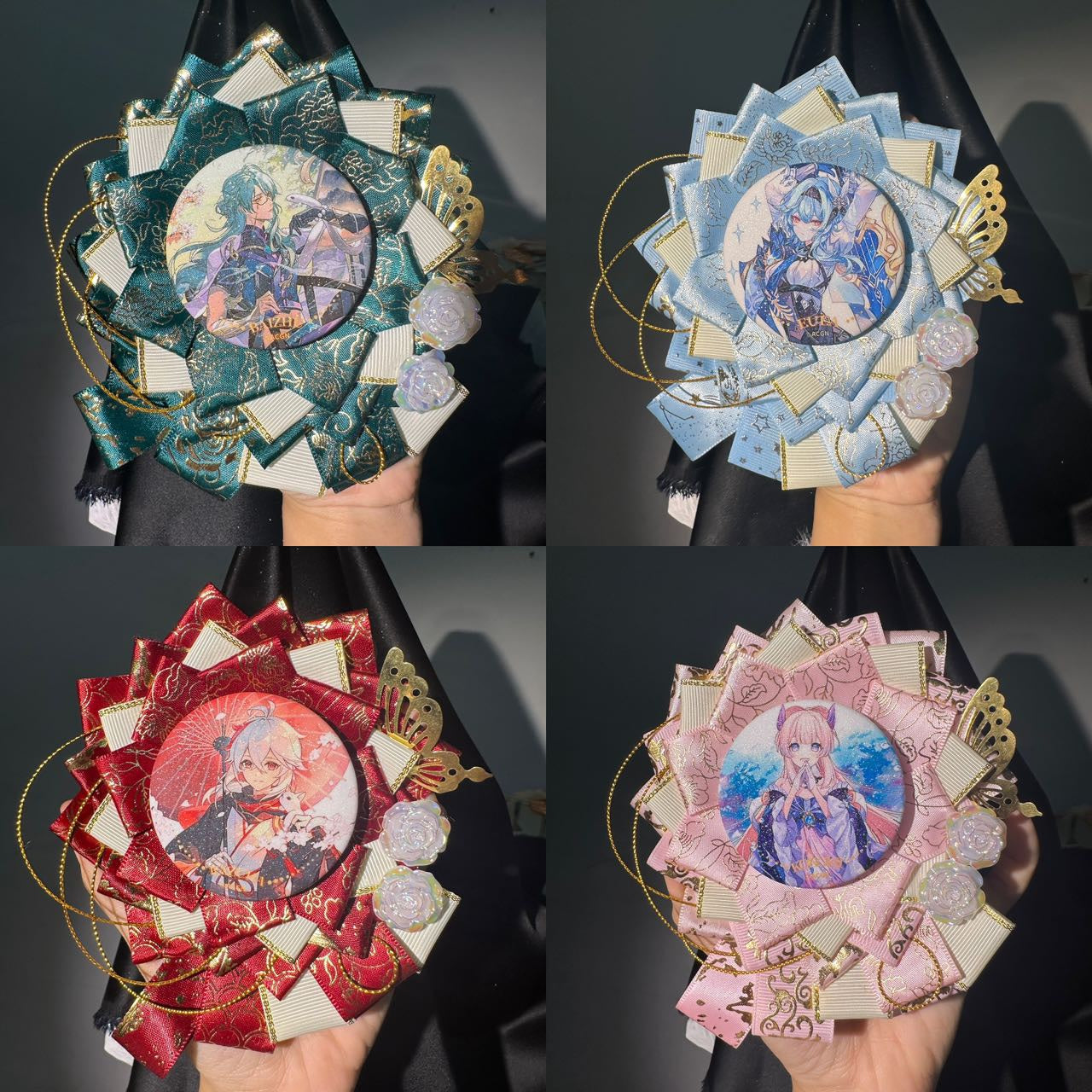 Handmade Lotus Flower Lace Badge Holder – Ita Bag Decoration Base for 2.28-2.95 inch (58mm-75mm) Badges